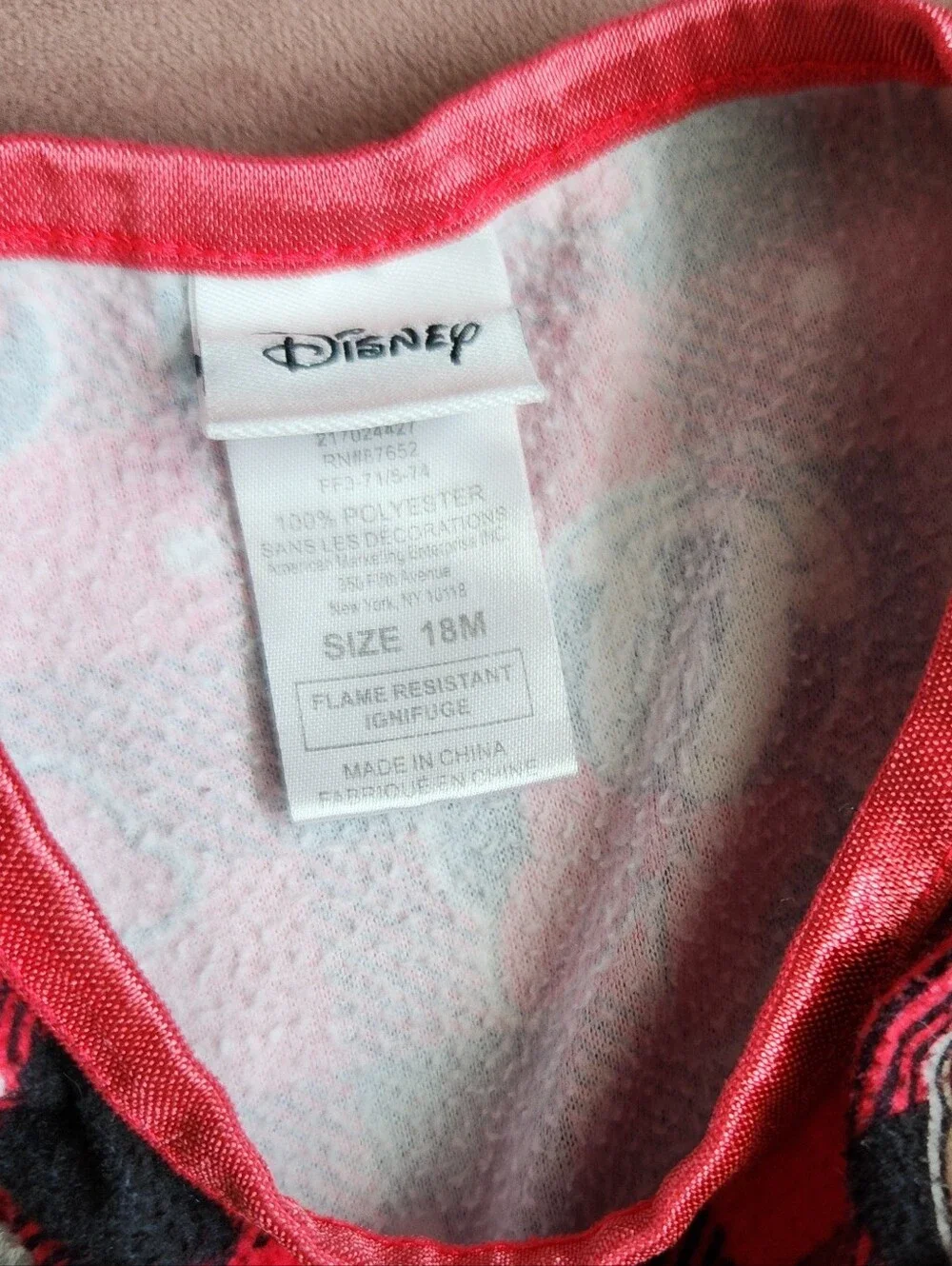 Disney Minnie Mouse Red and Black Plaid Nightgown, Size 18 Months - Picture 3 of 5